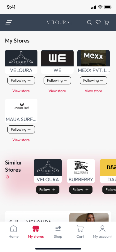 My Stores screen